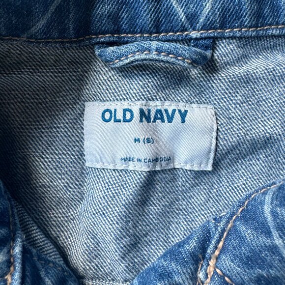 Old Navy Heart Pattern Denim Jacket, Kids Size M (8) - Picture 3 of 4